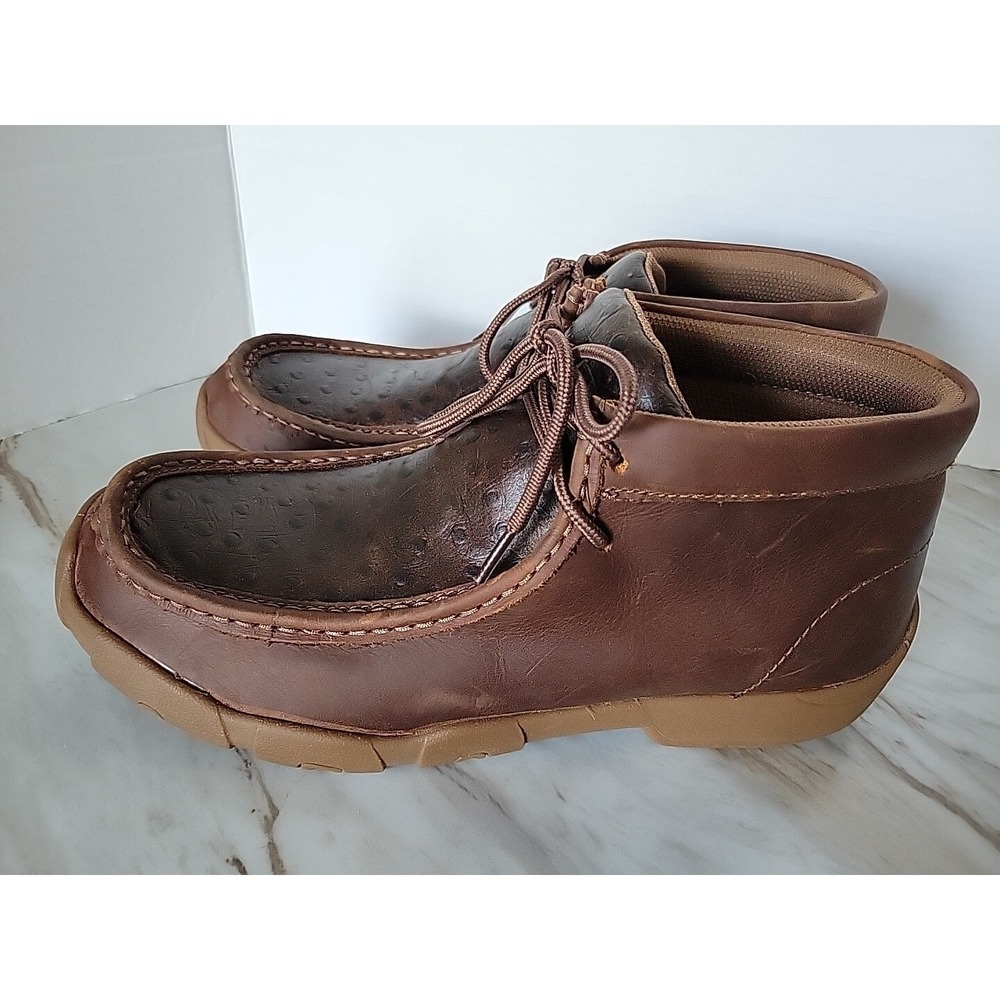 Justin Leather Cowhide Ostrich Print Pattern On Vamp, Relaxed Fit Size 11M Boots